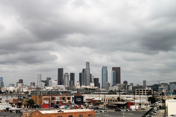 downtown los angeles under cloudy sky 