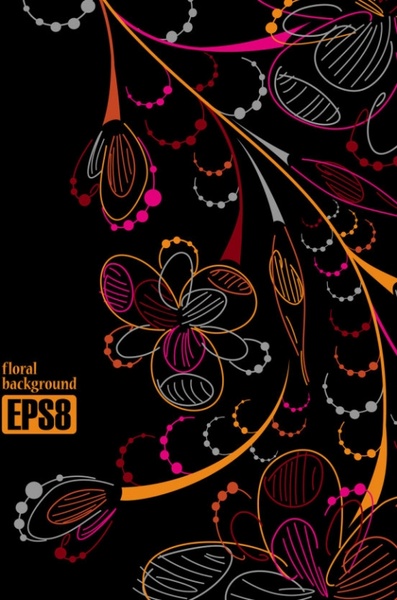 draft colorful flowers line 01 vector