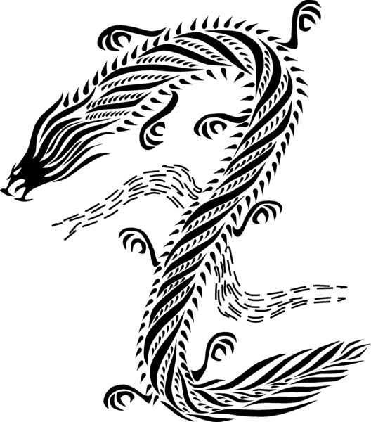 Dragon chinese style black & white