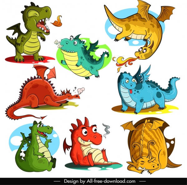 Dragon icons cute cartoon characters sketch Vectors graphic art designs in  editable .ai .eps .svg .cdr format free and easy download unlimit id:6841290