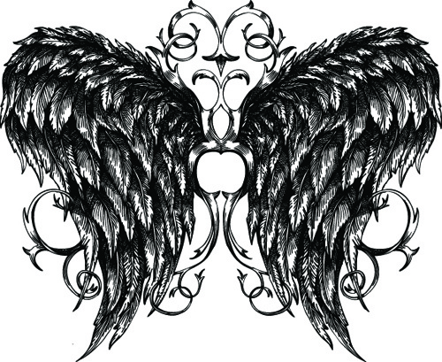 draw wings ornaments design vector