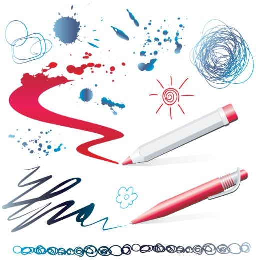 writing work design elements pen strokes grunge marks
