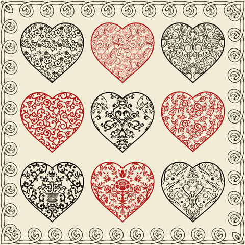 drawing heart valentine day design elements vector