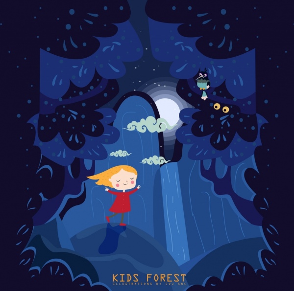 dreaming background dark blue design kid forest icons