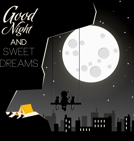 dreaming dark background moonlight tent kid cat icons