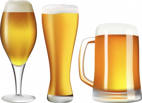 beer advertising background shiny glass icons realistic design