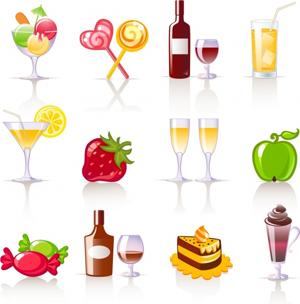 party design elements cocktail food icons modern design