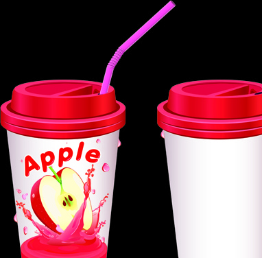 drinks cups with tubes vector