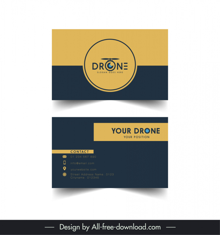 drone business card template flat classic design 