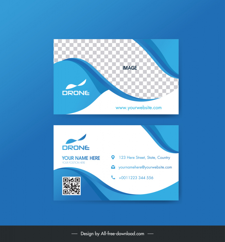 drone business cards template dynamic curves checkered 