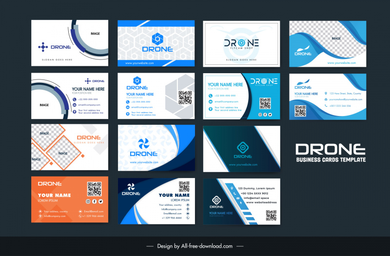 drone business cards templates collection geometric elegance 