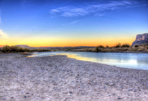 dusk at the rio grande at big bend national park texas