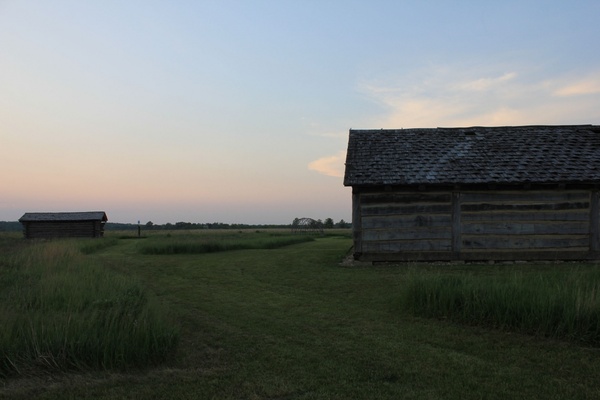 dusk view of indian settlement at prophetstown state park indiana 