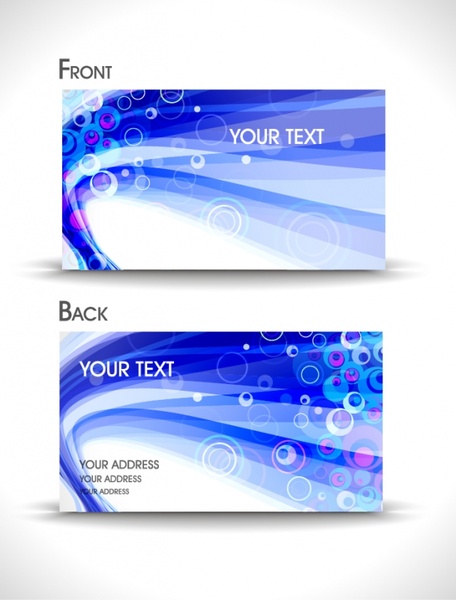 business card template modern blue dynamic circles curves decor