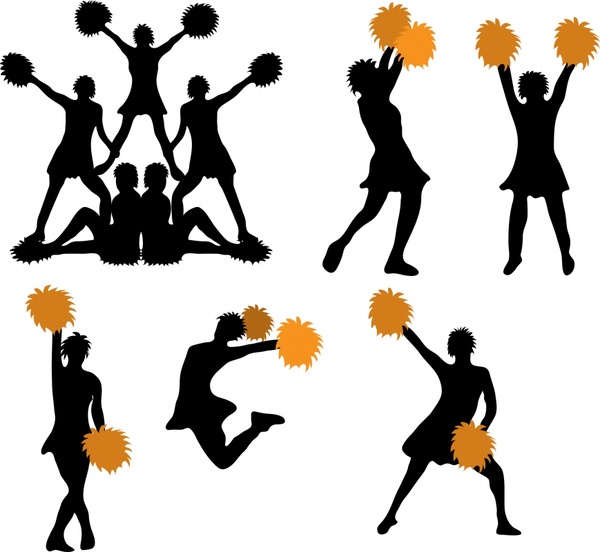sports supporter icons dyanamic silhouette sketch