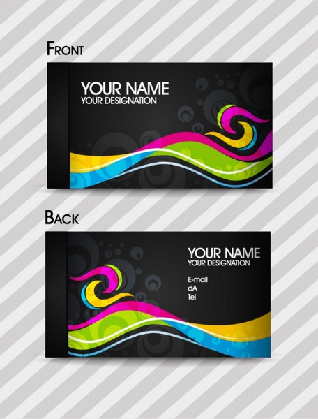 business card templates modern colorful dynamic curves decor