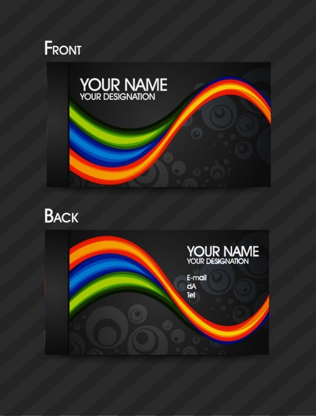 business card templates elegant contrast colorful curves decor 