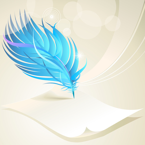 dynamic feather with background vector set