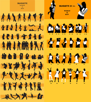 dynamic silhouette peoples vector