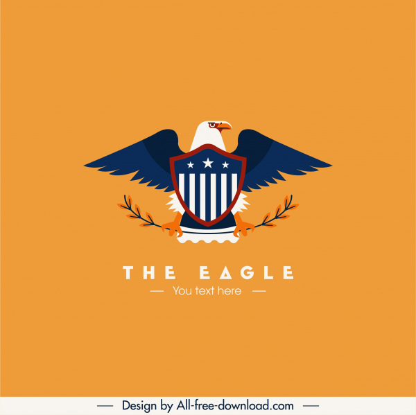 eagle logotype colored flat symmetrical design