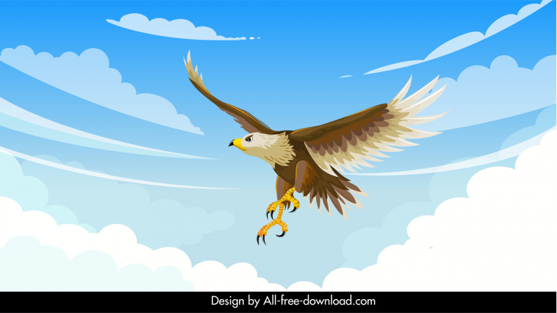 eagle on air background dynamic cartoon flying bird