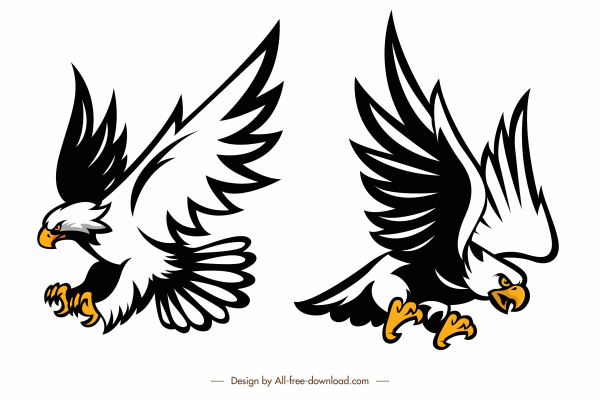 eagles icons flying hunting gesture dynamic sketch