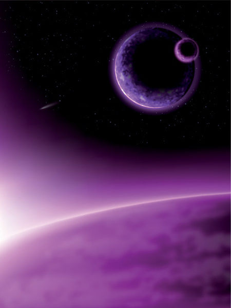 earth and moon purple background
