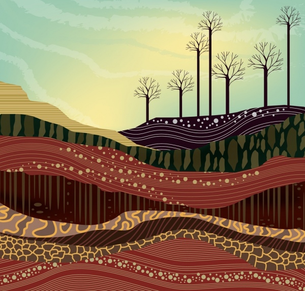 earth land layers drawing colorful curves design