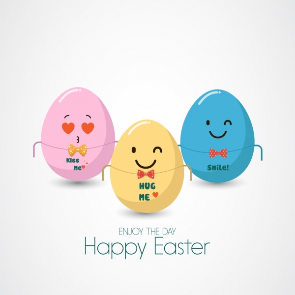 easter background colorful cute stylized eggs icon