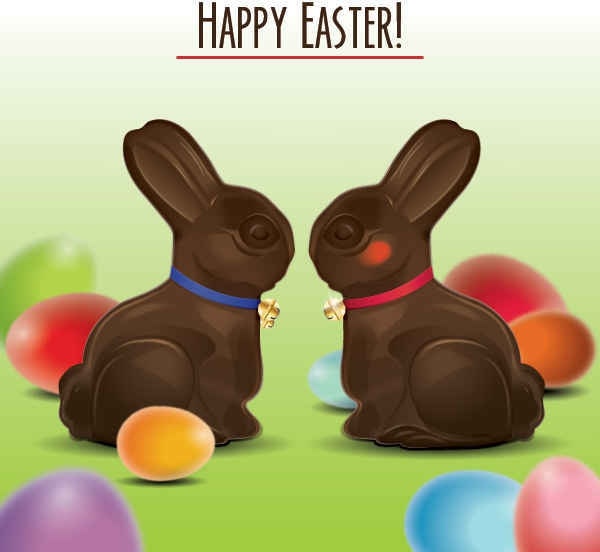 Easter Bunnies Vector Graphic