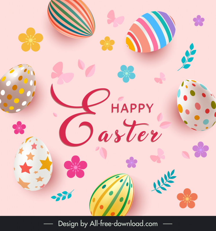 easter card banner template colorful eggs petals decor