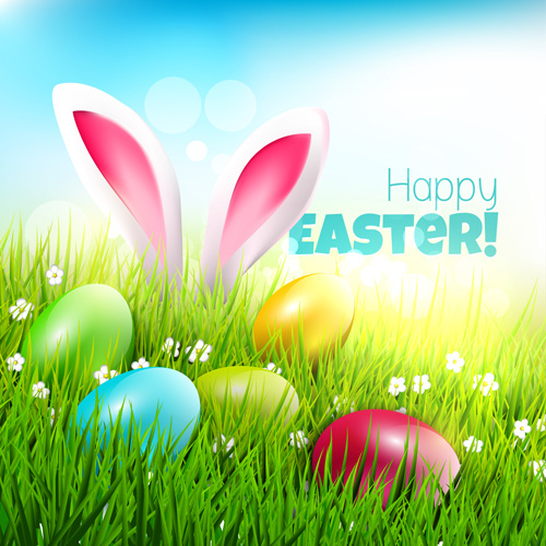 easter egg with grass background art vector