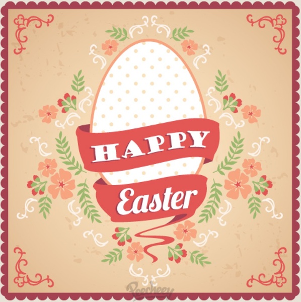 easter greeting card with floral design