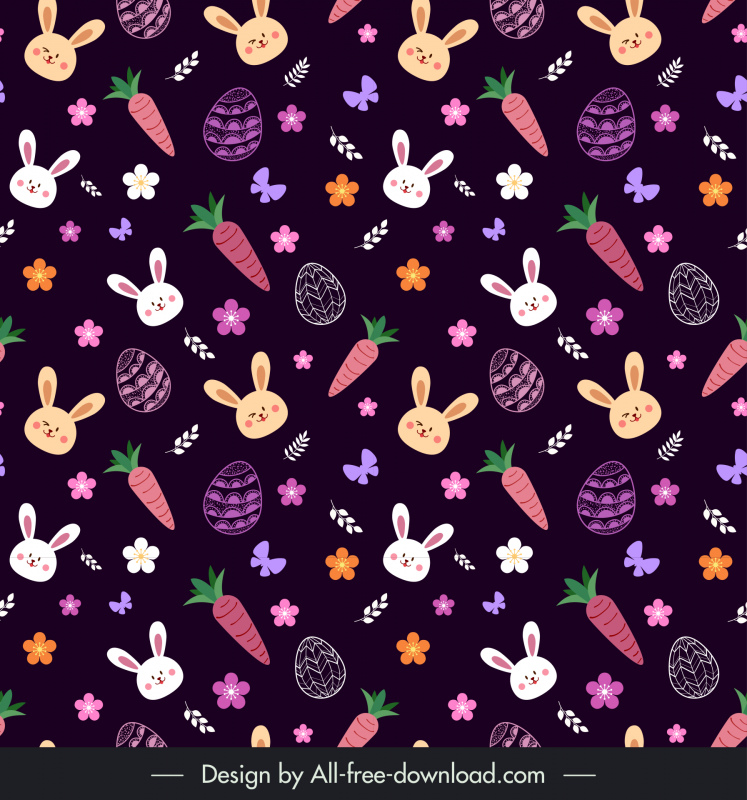   easter  pattern template dark repeating design rabbit eggs carrot floras decor