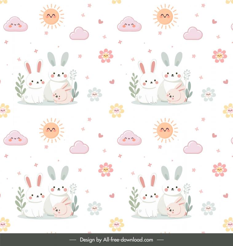 easter seamless pattern template cute rabbit family repeating 