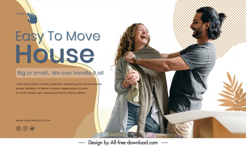 easy to move home banner template dynamic playful people