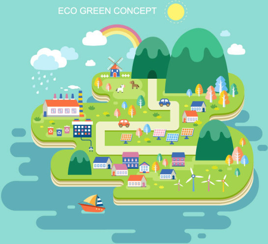 Eco green concept city vector template Vectors graphic art designs in ...