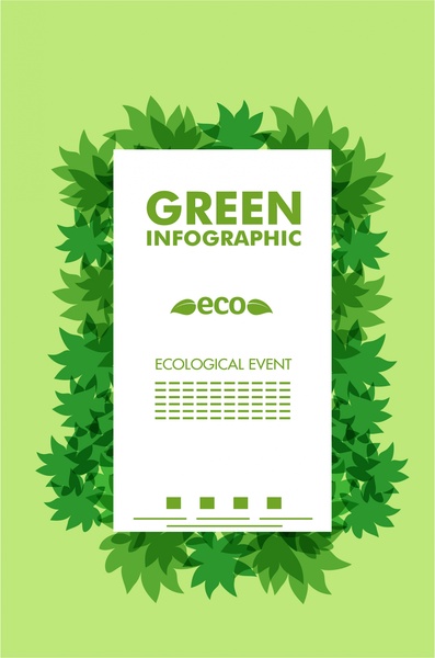 eco infographic banner green leaves decoration