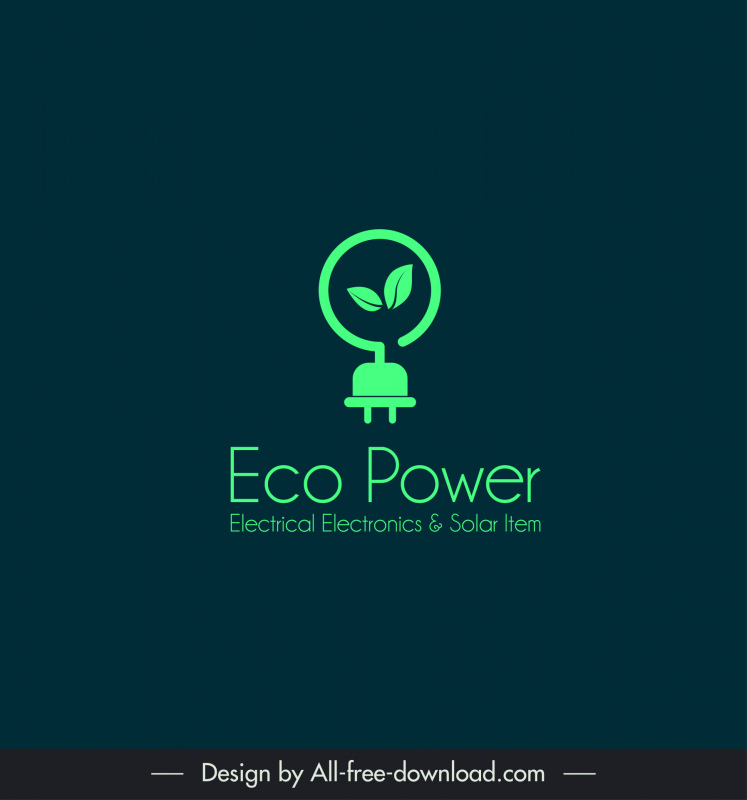 eco power logo template plug electrical line leaf sketch flat contrast design