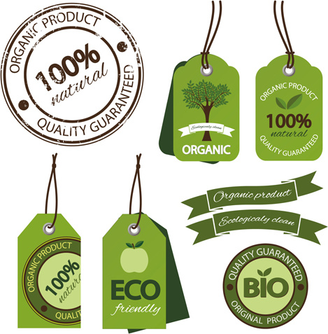 eco ribbon with tags design vector
