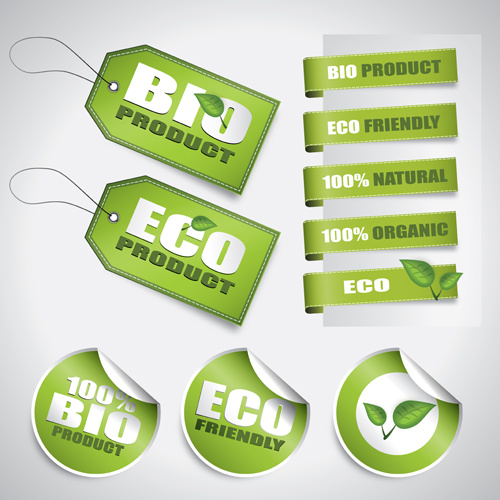 eco stickers and tag vector