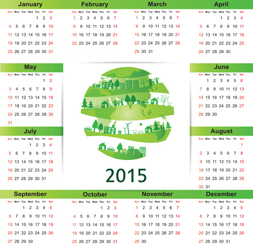 eco style15 calendar vector