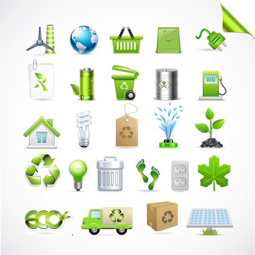 eco with bio elements of stickers and icon vector