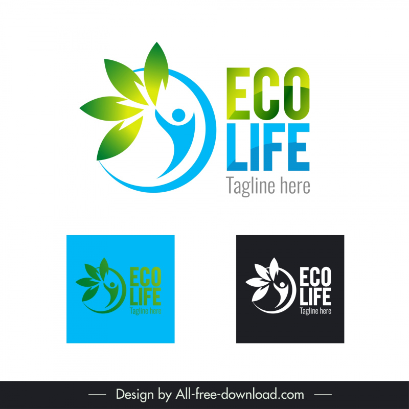 ecogreen logo template modern dynamic human symbol petal