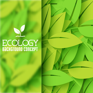 ecology green leaf shiny background vector