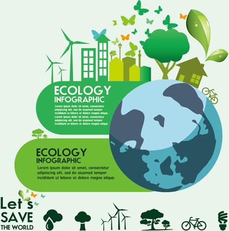 ecology with world infographic vector