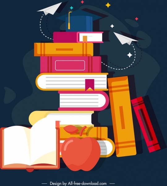 education background books stack apple graduation icons