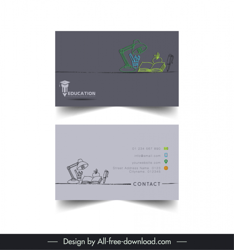 education business card template dark handdrawn classic
