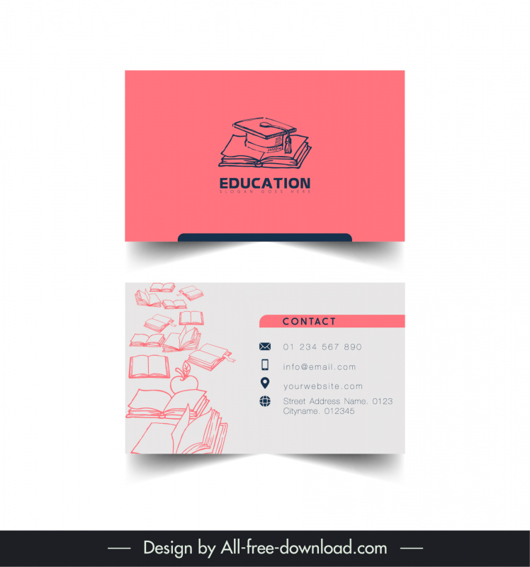 education business card template handdrawn dynamic books