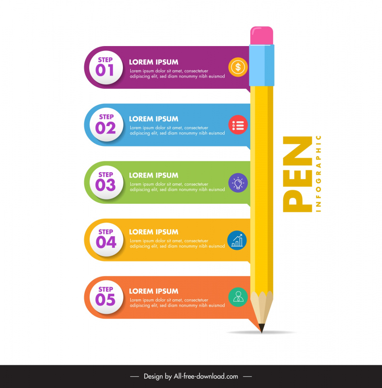 education infographic template elegant pencil text box